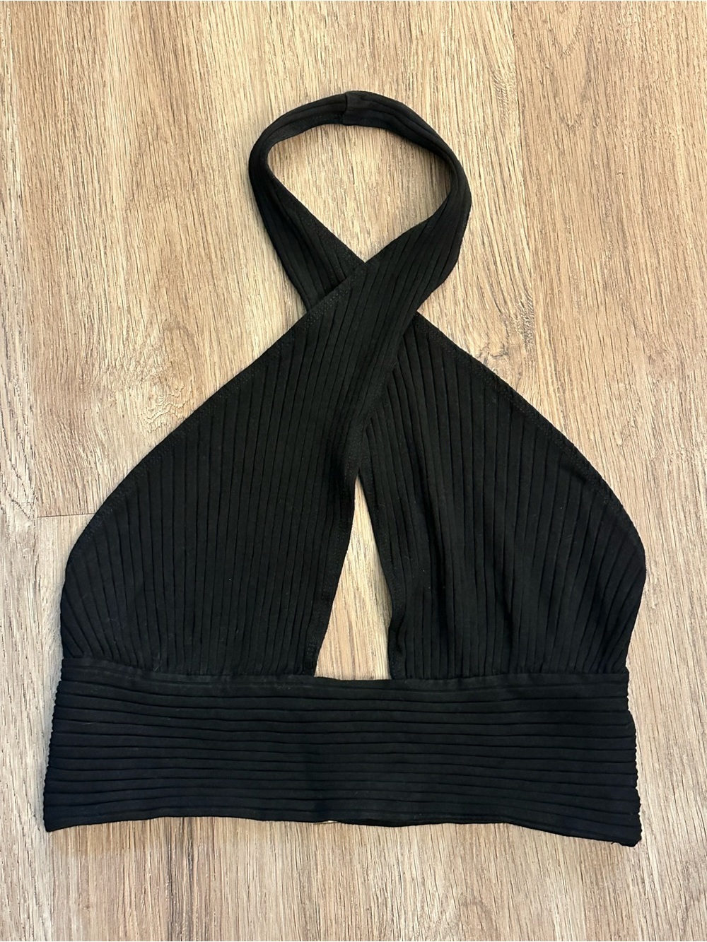 Callahan Knitwear Mimi Halter Tank Ribbed Black Size Small - Picture 2 of 4
